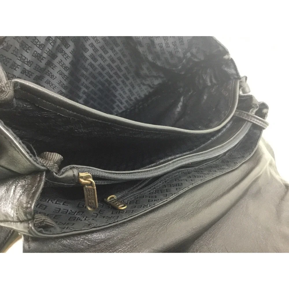 BREE Messenger Bag Crossbody Briefcase Travel Shoulder Bag‎ Smooth Leather Black